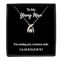 I'm Sorry Young Man Necklace Funny Apologize Gift Sending You A Remorse Code Witty Pun Pendant Gag Sterling Silver Chain With Box