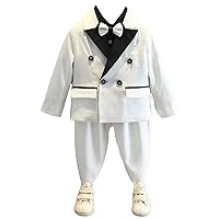 Boys' Formal Tuxedo Double Breasted Buttons Suit 2Pcs Set for Wedding Outfit Teen Kids Dress Clothes