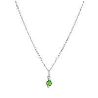 jewellerybox Sterling Silver & Green Crystal Bead Necklace - 14-22 Inches