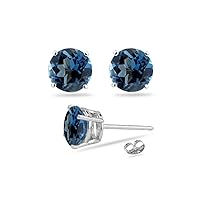 Solid 14K Gold 8mm Round Gemstone Stud Earrings