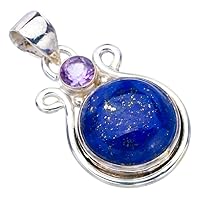 StarGems® Natural Lapis Lazuli AmethystHandmade 925 Sterling Silver Pendant 1.25