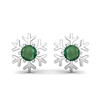 1.00 Cts Emerald Gemstone 925 Sterling Silver Stud Earring for Girls and Women Minimal Earrings Dainty Engagement Earrings