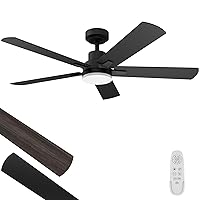 Ceiling Fans with Lights 52-Inch, Remote Control Reversible DC Motors, 3CCT Dimmable Timer Noiseless, Black Ceiling Fan for Bedroom Living Room, Indoor&Outdoor ETL Listed