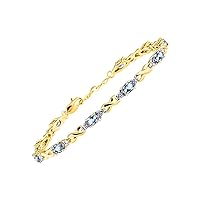 RYLOS Bracelets for Women Yellow Gold Plated Silver XO Hugs & Kisses Tennis Bracelet Gemstone & Genuine Diamonds Adjustable to Fit 7