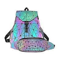 2PCS Luminous Geometric Tote Bag Purses Bags Backpack Fanny Pack Wallets For Women And Men