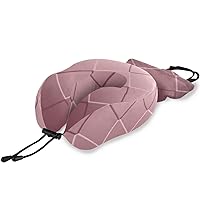 ALAZA Memory Foam Neck Pillow, Millennial Pink Rose Gold Geometric Tile Holiday Comfort Travel Pillow for Head, Neck, Chin Support