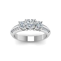 Choose Your Gemstone 3 Stone Channel Accent Diamond CZ Ring Sterling Silver Heart Shape 3 Stone Engagement Rings Matching Jewelry Wedding Jewelry Easy to Wear Gifts US Size 4 to 12