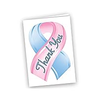 Fundraising For A Cause Small Pink & Blue Ribbon Thank You Cards (1 Pack)