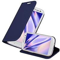 Book Case Compatible with Samsung Galaxy S3 Mini in Classy Dark Blue - with Magnetic Closure, Stand Function and Card Slot - Wallet Etui Cover Pouch PU Leather Flip