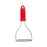 GIR Premium Stainless Steel Potato Masher - Multi Use and Masher with Non-Slip Silicone Handle, Perfect for Mashing Potatoes, Avocados, Fruit, Beans, and More - Perforated, Red