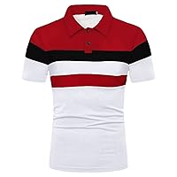 Men's Stripes Summer Polo Shirt Casual Slim Colorblock Short Sleeve Shirts Vintage Breathable Patchwork T Shirts