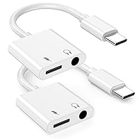 DESOFICON 2 Pack [MFi Certified] 2 in 1 USB C to 3.5mm Headphone Aux Audio Adapter with PD 60W Fast Charging for iPhone 15/15 Plus/15 Pro/15 Pro Max, Galaxy S23/S22, iPad Pro