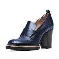 YDN Women Chunky High Heels Round Toe Oxford Loafer Size Color Material Customize Available Shoe Size 4-15 US