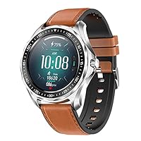 Smart Watch Men's IP68 Waterproof Heart Rate Fitness Tracking Intelligent Clock Suitable for Android iOS SmartWatch Blueta 5.0 S09 Plus,Benrenshangmao (Color : BrownLeather)