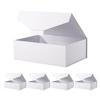 5 White Large Gift Boxes 11.5x8.1x3.8 Inches, Empty Gift Boxes for Present with Lids, Reusable Collapsible for Bridesmaid Proposal Boxes, Gift Packaging(No Magnetic, No stickers, Matte)