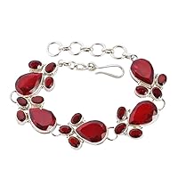 Red Quartz Gemstone 925 Solid Sterling Silver Bracelet Attractive Designer Jewelry Gift For Her