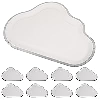 BESTOYARD disposable paper plates disposable plates waterproof suit plates disposable paper cake plate Cloud plates paper dish plates party plates white cutlery spoon paper cup