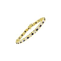 Spectacular Tennis Bracelet Set With Diamonds & Sapphires in 14K Yellow Gold - 7