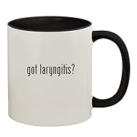 got laryngitis? - 11oz Ceramic Colored Handle and Inside Coffee Mug Cup, Black