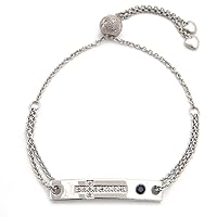 925 Sterling Silver Cross Single Cut Pave Set 0.04 dwt Diamond Bracelet
