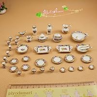 1/12 Scale Lot 42 Dollhouse Miniatures Chinese Porcelain Set; Doll House Soup Tureens Bowls vases Set