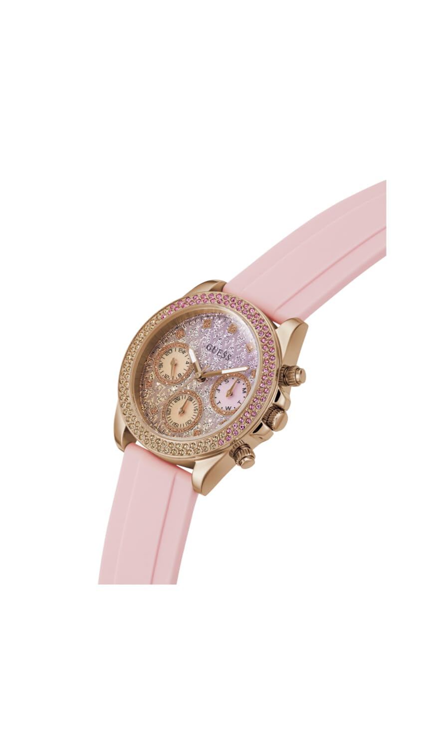 GUESS Women's 38mm Watch - Pink Strap Pink Dial Rose Gold Tone Case