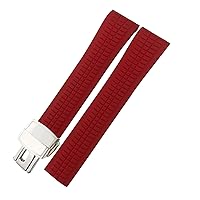 Rubber Watchband 21mm Silicone Strap Fit for Patek AQUANAUT Philippe 5164A 5167A Metal Pins Watch Belt (Color : Red, Size : 21mm)