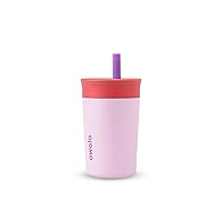 Owala Kids Insulation Stainless Steel Tumbler with Spill Resistant Flexible Straw, Easy to Clean, Kids Water Bottle, Great for Travel, Dishwasher Safe, 12 Oz, Pink and Purple (Lilac Rocket)