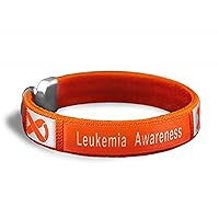 Leukemia Awareness Bangle Bracelets - Orange Ribbon Awareness Bracelets for Leukemia Awareness
