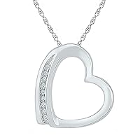 The Diamond Deal Sterling Silver Womens Round Diamond Heart Pendant .03 Cttw