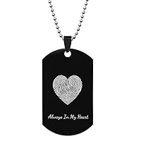 Dreambell Personalized Engrave Custom Heart Fingerprint Photo Text Dog Tag Pendant Necklace Keychain Gift F/Son Daughter Dad Mom