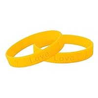 Gold Awareness Silicone Bracelets- Inexpensive Gold Ribbon Rubber Wristbands for Childhood Cancer and Neuroblastoma Cancer Awareness, Fundraising and Gift Giving - Perfect for People with Small Wrist