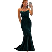 Spaghetti Straps Velvet Prom Party Dresses Mermaid 2023 Formal Evening Gown