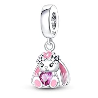 Heart Footprints Animals Charms Exquisite Pink Ladybug Dog Cat Family Forever Beads Charms for Women Bracelets Charm DIY