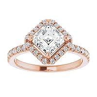 18K Solid Rose Gold Handmade Engagement Ring 1.00 CT Asscher Cut Moissanite Diamond Solitaire Wedding/Bridal Ring for Women/Her Classic Ring