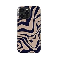 BURGA Phone Case Compatible with iPhone 15 PRO - Hybrid 2-Layer Hard Shell + Silicone Protective Case - Blue Lines Aesthetic Pattern - Scratch-Resistant Shockproof Cover