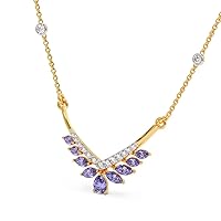 3.00 Ct Pear Cut Lab-Crated Tanzanite Women Pretty Necklace 14k Yellow Gold Plated 925 Silver