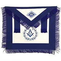 Masonic Blue Lodge Master Mason Apron Machine Embroidery with Fringe Navy