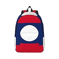 Flag Of Laos Print Canvas Laptop Backpack Outdoor Casual Travel Bag Daypack Book Bag For Men Women