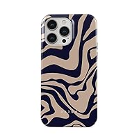 BURGA Phone Case Compatible with iPhone 14 PRO - Hybrid 2-Layer Hard Shell + Silicone Protective Case - Blue Lines Aesthetic Pattern - Scratch-Resistant Shockproof Cover