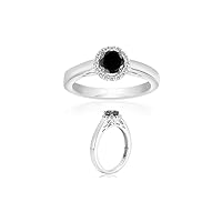 0.60 Cts Black & White Diamond Ring in Silver