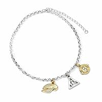 Charm Bracelet with Three Charms - Golden Snitch, Deathly Hallows and Time Turner, One Size, Zinc