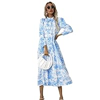 Women's Party Dresses Autumn Long Sleeve Printed Round Neck Dress Casual Streetwear