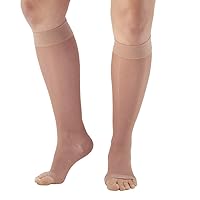 Ames Walker AW Style 41 Sheer Support 15-20mmHg Open Toe Knee Highs Lt Nude Small