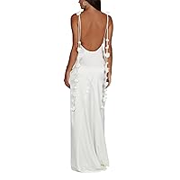 Women Satin Wedding Dress Sleeveless Spaghetti Strap Maxi Cocktail Dress Backless Prom Evening Party Gowns