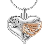 weikui A Piece of My Heart lives in heaven Two Tone Locket Heart Pendant Cremation Keepsake Ashes Holder Stainless Steel Memorial Urn Necklace for Ashes with Funnel Kit