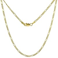 Hollow 10K Gold 2mm Figaro Link Chain Necklace for Men & Women 16-24 inch long
