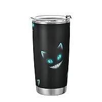 xigua 20oz Tumbler with Lid and Straw, Vacuum Insulated Stainless Steel Tumbler, Reusable Double Wall Travel Coffee Mug (Cheshire Cat Texture)