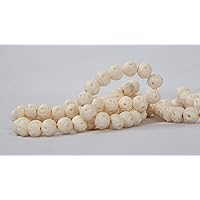 Artissance AM8196-4 White Bone Decorative Bead with Carving, 27 Inch Long Home Décor, Natural