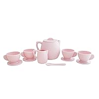 Marlowe & Co Silicone Classic Tea Play Set for Children, Dishwasher Safe Tea Set for Toddlers 3-5, 12 Piece Silicone Tea Party Set Play Kitchen Accessories for Boys and Girls (Primrose Pink)
